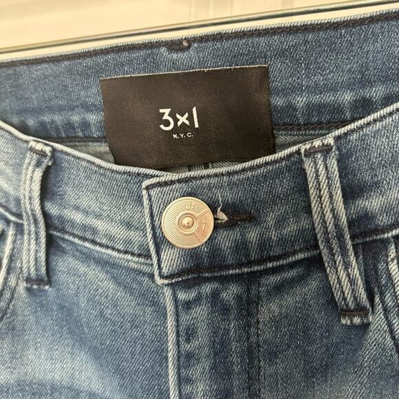 3x1 High Rise Lewis Wash Medium Blue Chewed Ankle Skinny Jean 27 - Picture 9 of 9